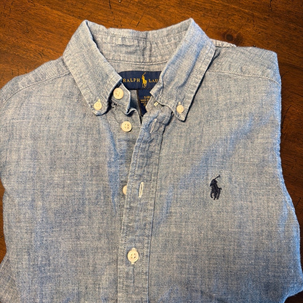 Ralph Lauren Girls Long Sleeve Button Up Chambray Shirt Size 8